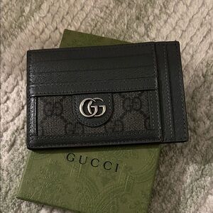 Gucci Black and Gray GG Card Holder